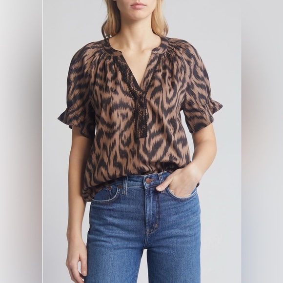 Wit & Wisdom Tops - Wit & Wisdom Brown/Black Patterned Women's Top Size XS